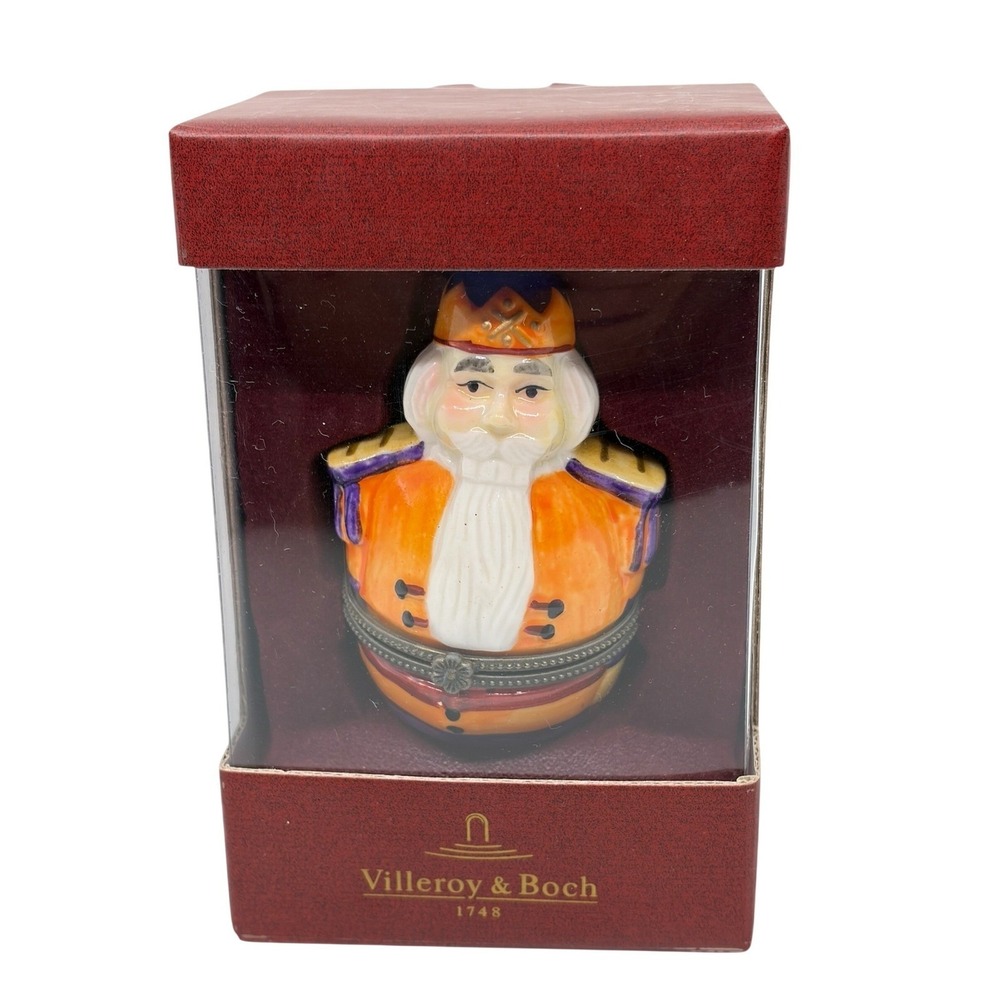 Villeroy & Boch Christmas Porcelain Nutcracker Hinged Trinket Box Treats NIB
